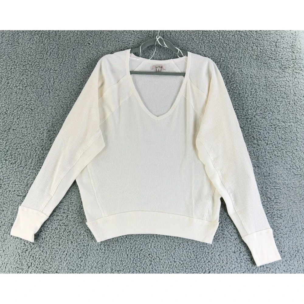 Free People Santa Clara Thermal Top Womens Small Alabaster Ribbed Dolman NWT